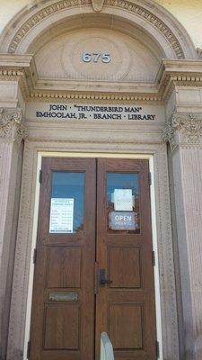 John "Thunderbird Man" Emhoolah, Jr. Branch Library--Main Entrance