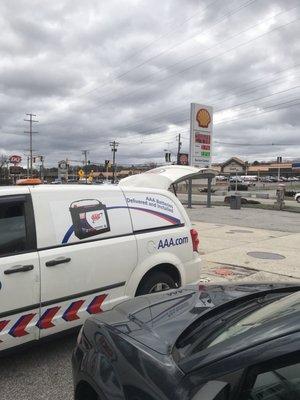 When you have to call AAA to fix a flat in the service station parking lot the place has serious issues.