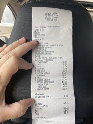 The receipt