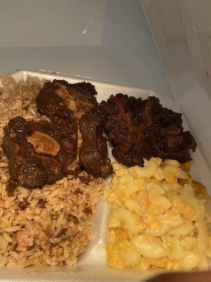 Oxtail rice and peas and Mac & cheese