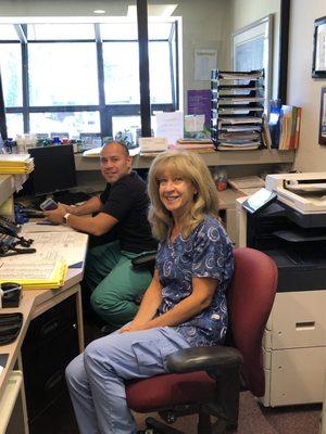 Cathy and Jason at the Front Desk