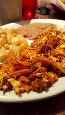 Migas, eggs and chorizo