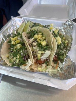 Shrimp tacos  the pineapple in the tacos omg soooooo goood