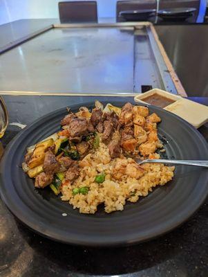 Chicken and steak hibachi