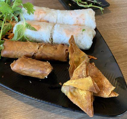 A4. House Special Platter: Spring Rolls, Eggrolls, Fried Wontons