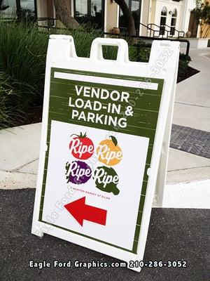 Portable A Frame signs produced in San Antonio Texas are perfect for temporary advertising of events or used as directional signs.