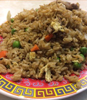 The beef fried rice half portion was a generous serving.