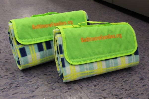 Transformable picnic blankets. Featured: Baltimore Family Alliance