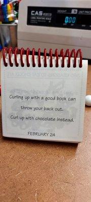 Curling up with a good book can throw your back out. Curl up with chocolate instead.