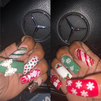 10 nails all different!!! Fun nails for the Christmas Season