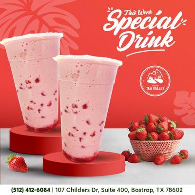 Indulge in the sweet delight of our strawberry milk tea blend!