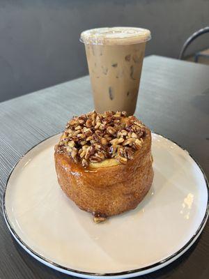 Pecan bun and coffee