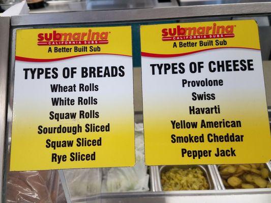 Submarina menu inside Valero convenience and gas.