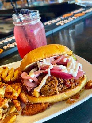 Habanero BBQ Pulled Pork - season menu 5/28/22 + Blueberry Bourbon Crusher