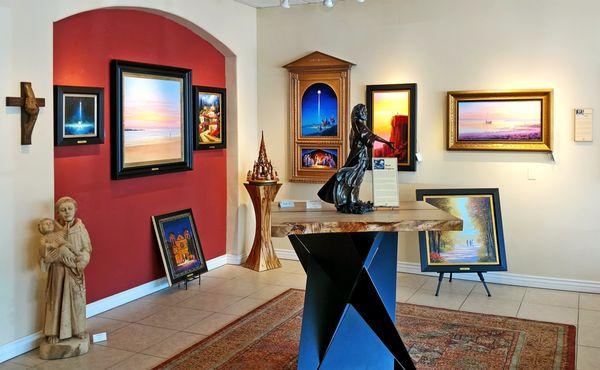 Inside the gallery – the art you see is for sale.