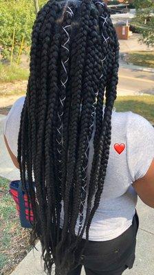 Medium sized box braids  (Salon based)