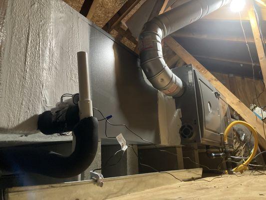 AC and Furnace installed in the attic.