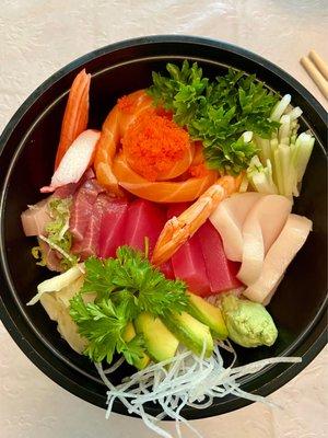 B10. Chirashi Don - super fresh fish, skillfully sliced and artfully arranged. Highly recommend!