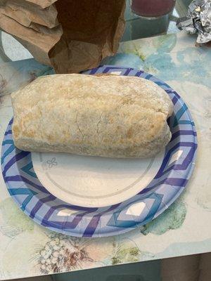 Steak burrito all wrapped up (huge!)