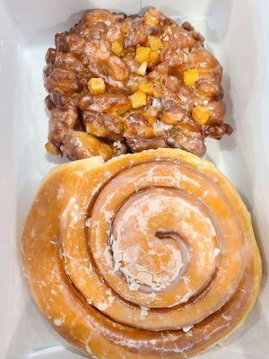 Fritter and cinnamon roll - massive!