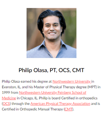 Philip Olasa, Physical Therapist