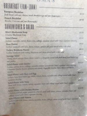 Sorry the pictures of the menu's are poor quality.