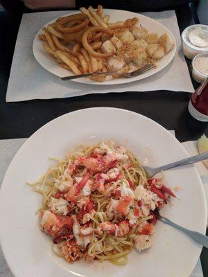 Lobster scampi and broiled scallops!