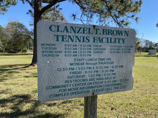 Tennis Facility Hours & Information