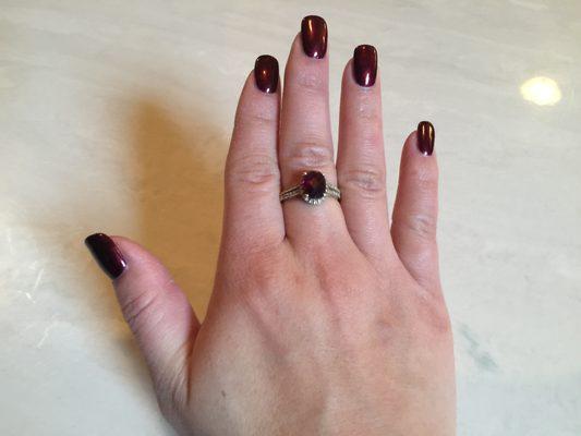 Nails by Sunny! I love how my nails match my Brazilian Garnet ring!