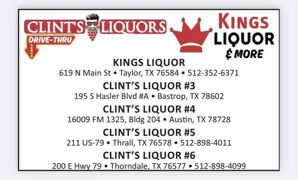 Clint's liquor chain store and kings liquor