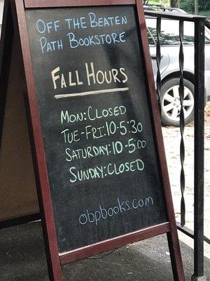 Bookstore Hours (Inside)