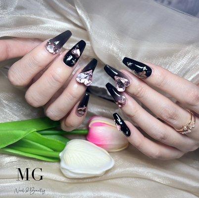 gelx nail extensions with design