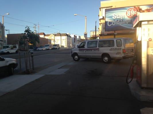 Just blocking the pedestrian walk way..