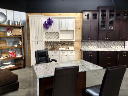 More cabinets in white and deep brown.