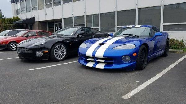 How cool is this, viper parked next to a vanquish! Thanks group2!!