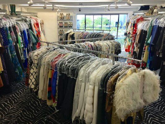 Partial view of the second floor, which houses our designer garments along with older clothing from the 1940's and prior.