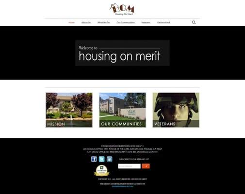 This is a website designed for a non-profit.  Housing on Merit assists those with low-income housing needs.