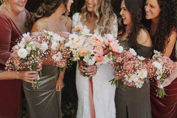 Bridal bouquet + bridesmaid bouquets