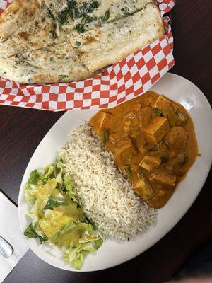 Tikka Masala and Garlic Spinach Naan