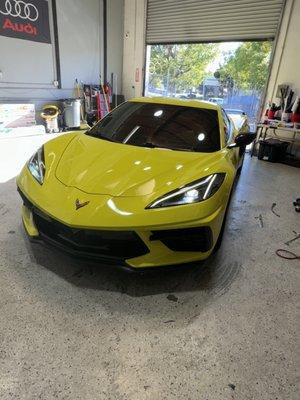 Corvette C8 in for  ceramic tint , including the front windshield