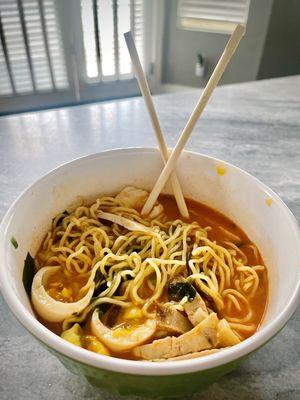 Spicy Tonkotsu black pork ramen with an extra flavored egg! Delicious!