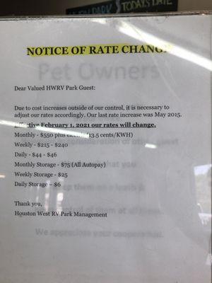 Notice of Rate Change