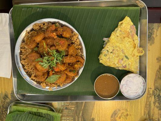 Prawn Thokku Biriyani w/ Omelette