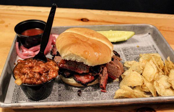 Brisket Samich with a side of beans