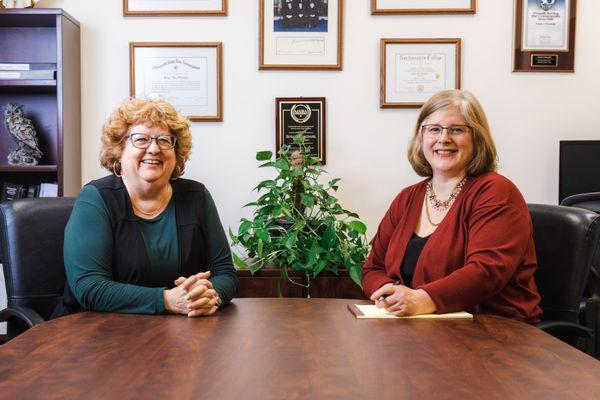 Susan Mundahl and Amy Rotering at the office in Maple Grove