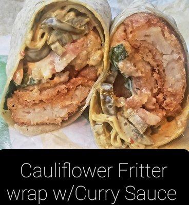 #Cauliflower #fritter #wrap #subway #curry #veggie #spinach #cucumber #lettuce #semivegan Just a matter of time  #vegan ...