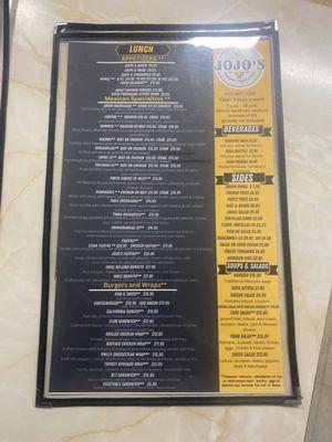 Updated menu