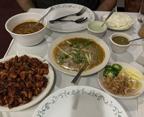 Frontier chicken, chana masala, & haleem. Delicious!!