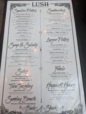 Menu back