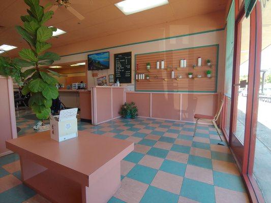 Lobby, waiting area. Old school but clean